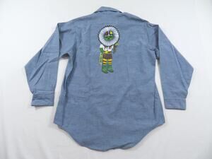 Bic Mac Chambray Shirt, Hopi Sun Kachina Blue Sz M 15-15 1/2 1970s
